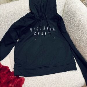 Victoria Sport Black Hoodie with White Text